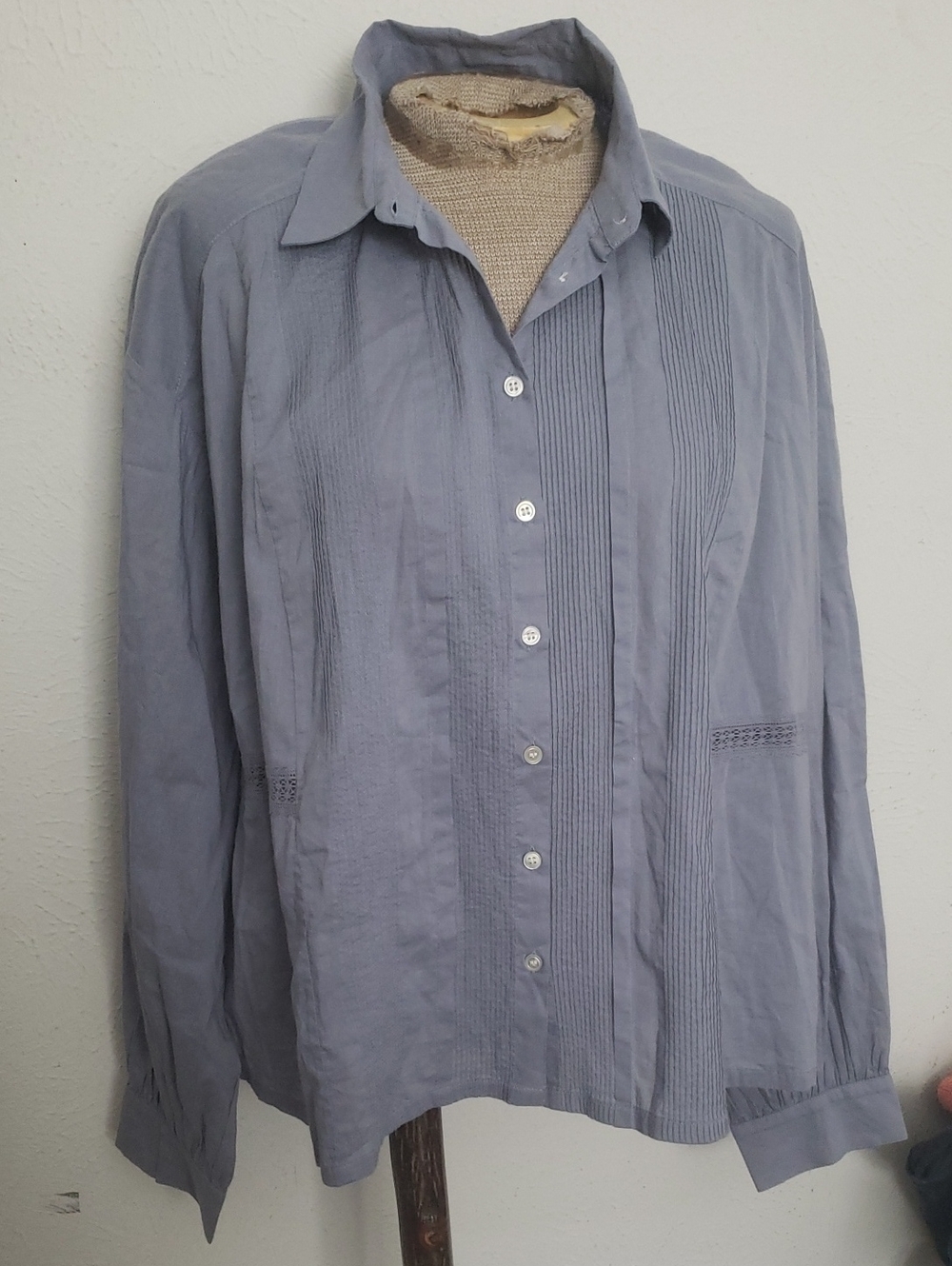 XiRENA CEECEE Women's Button-Up Blouse In Windmill Blue Sz M